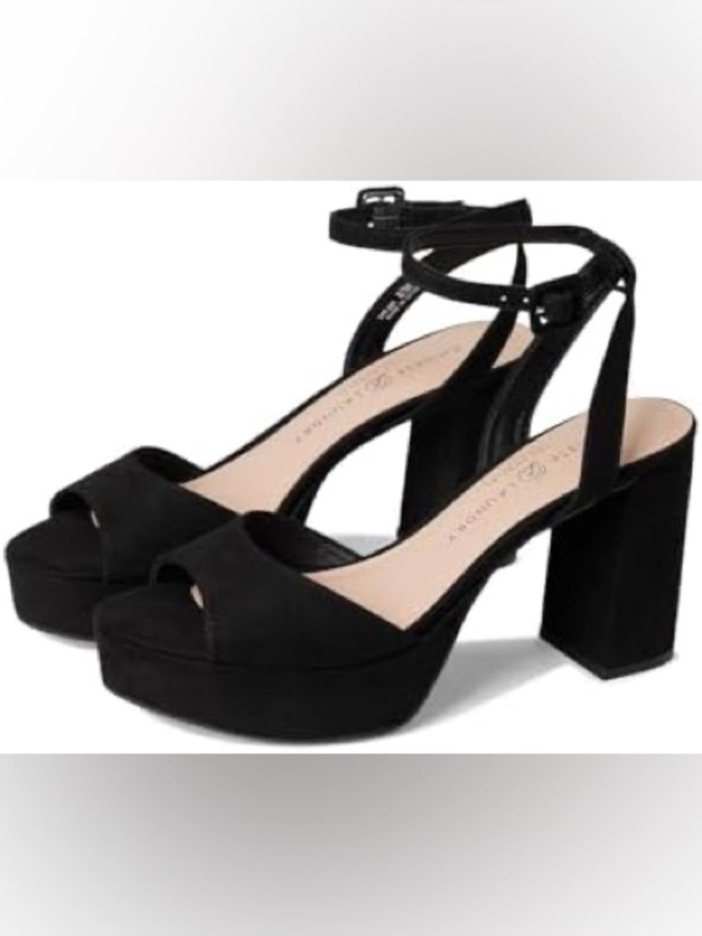 Chinese Laundry Women's Theresa Platform Sandals black suede upper ankle strap